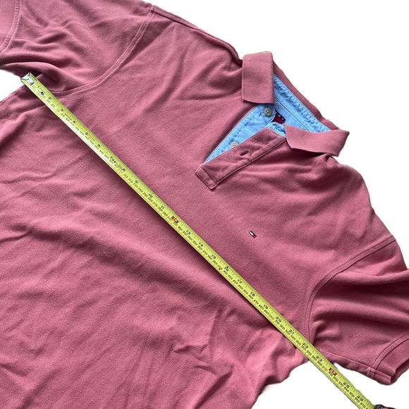 Tommy Hilfiger Salmon Pink Red Polo Shirt Men’s L Y2K Preppy Classic 100% Cotton - Picture 6 of 8